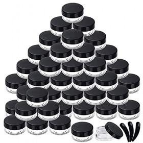 Yalbdopo Lot de 50 pots vides en plastique pour échantillons de produits cosmétiques de 5 g avec couvercle à visser noir pour