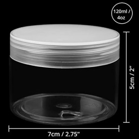 Belle Vous Contenant Cosmetique Vide Transparent Lot de 12 - 120 ml - Pot Vide Plastique Rond avec Couvercle Vissé - Pour V