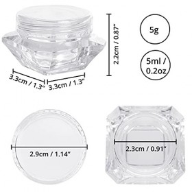 Belle Vous Lot de 100 Contenant Cosmetique Vide de Voyage Transparent en Plastique avec Couvercle - 5 g & 5 m - Pot Vide sans
