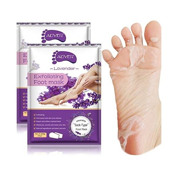 5 Pack Masque Peeling Pieds, Exfoliant Peel Off Callosités Peau Morte Callus Remover, Baby Soft Smooth Touch Feet-Homme Femme...