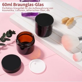 Lot de 10 boîtes vides en verre ambré - Pour crèmes, lotions, huiles essentielles - 60 ml