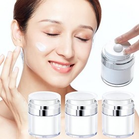 Contenants Cosmetique Vide Pots, Distributeur Rechargeable de Crème Cosmétiques pour Le Visage, Pot de Pompe à Vide Anti-Fuit