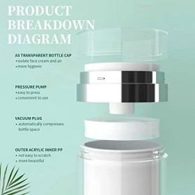 Contenants Cosmetique Vide Pots, Distributeur Rechargeable de Crème Cosmétiques pour Le Visage, Pot de Pompe à Vide Anti-Fuit
