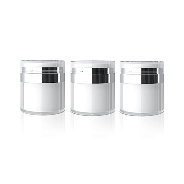 Voyyphixa Lot de 3 30ml Distributeur de Crème, Cream Jar Vacuum Bott Récipient de Pompe Cosmétique Sans Air Récipient Recharg