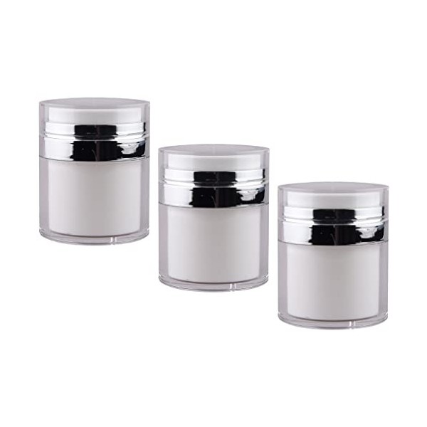 Minkissy Lot de 3 pots à pompe rechargeables sans air pour cosmétiques, crème pour le visage, maquillage, pots pour voyage, s