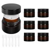 Yishik Lot de 6 pots ronds vides en verre ambré de 118 ml avec couvercles noirs, pour cosmétiques, crème pour le visage, poud