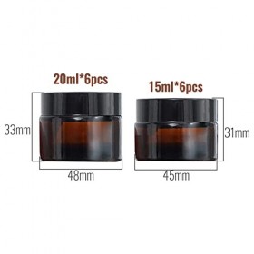 ToKinCen 12PCS 15ml 20ml Pots en Verre Ambré Vide, Cosmétiques Vide avec Couvercles à Visser, Pot Bougie Bouteille Crèmes de 