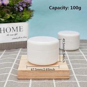 BENECREAT Lot de 10 Pots cosmétiques en Plastique Blanc de 100 ML avec couvercles en dôme à Doublure intérieure, étiquettes d