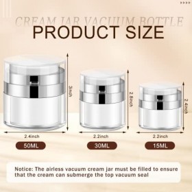 UPINS Lot de 3 flacons à pompe sous vide pour crèmes, lotions et crèmes, 15 + 30 + 50 ml