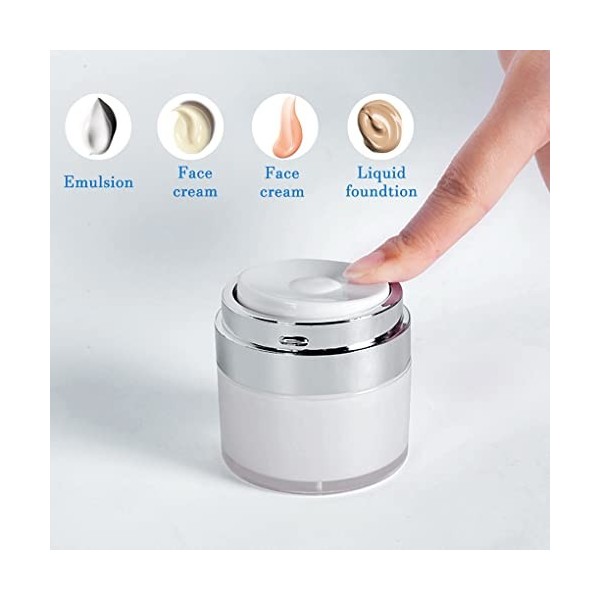 FineInno 3 Pièces Contenants Cosmétique 30ml Flacon Pompe Vide Airless Pump jar Rechargeable Pot à Pompe Airless Récipient Cr