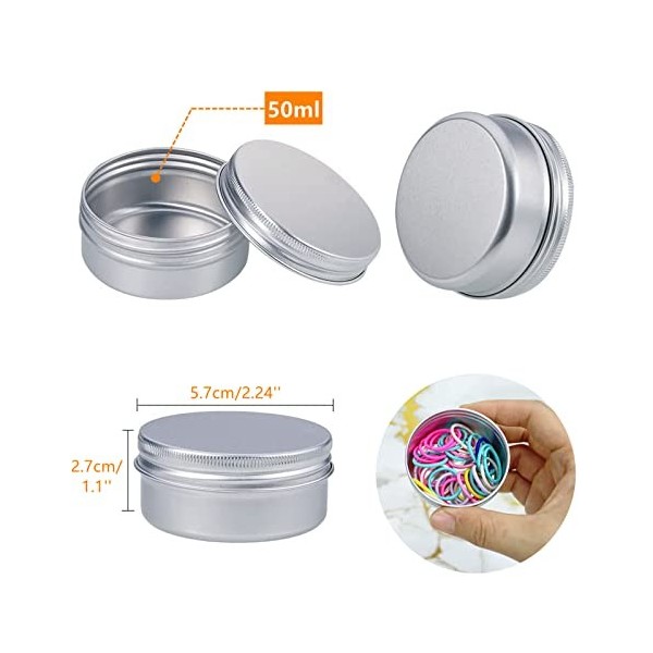 YankMooM Lot de 15 pots vides en aluminium de 50 ml pour cosmétiques, travaux manuels, bougies, crèmes, échantillons, poudres