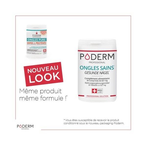 PODERM - ONGLES SAINS COMPLEMENT ALIMENTAIRE 30 jours| Répare et fortifie l’ongle | Cure professionnelle pied/main | Facile &