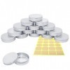 PUDSIRN Bocaux en aluminium de 16 pièces avec couvercles à vis, boîtes de conserve rondes en aluminium de 100 ml pour baume à