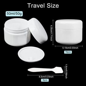BENECREAT 16 pièces 50g Pots de Crème de Cosmétiques en Plastique, Pots de Déchantillon de Voyage Vides pour Lotions de Crèm