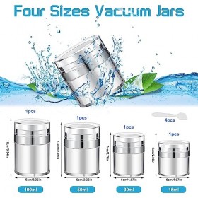 GZcaiyun Lot de 4 distributeurs à pompe Airless - En acrylique - 15/30/50/100 ml - Pour crème, lotion, sérum, avec spatules