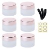 Yalbdopo Lot de 6 conteneurs vides en verre dépoli avec couvercles en plastique or rose et doublure intérieure 5 ml/5 g, 5 g 