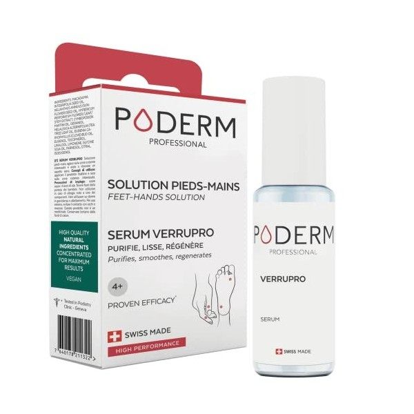 PODERM – VERRUPRO SOLUTION PIEDS-MAINS – Soin INDOLORE - Huile Sérum/Ingrédients 100% Naturels - Soin professionnel - Facile 