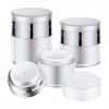 3pcs Pot à Pompe Sans Air, 0,5 Oz et 1 Oz Plastique Portable Pot à Pompe Airless avec Couvercle pour Crème Accessoires de Voy
