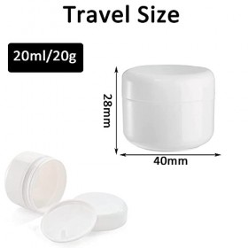 Yalbdopo Lot de 20 pots vides blancs de 20 ml/20 g avec 3 mini spatules et étiquettes, blanc, 20ml