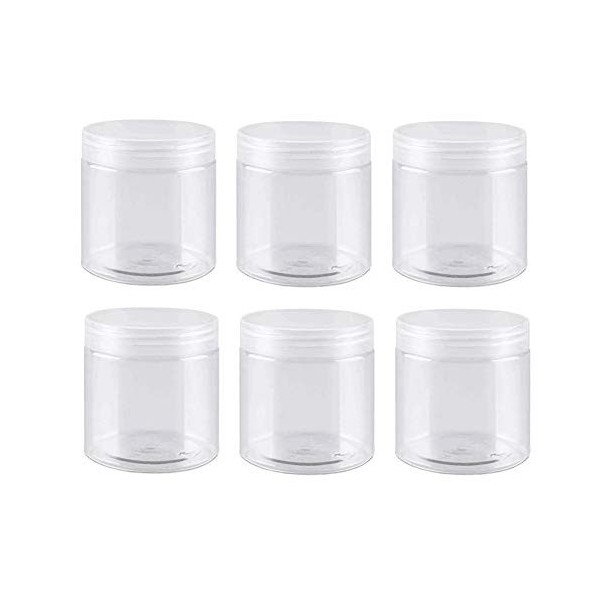 6 PCS 200ML 7OZ vide clair bouteille de crème en plastique avec couvercle à vis clair cosmétique maquillage échantillon récip