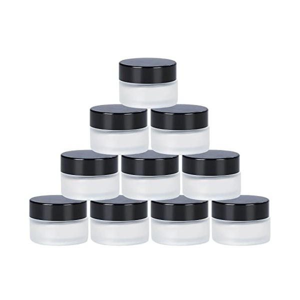 TUAKIMCE Lot de 10 pots cosmétiques en verre de 20 ml - Rechargeables - Avec couvercle et doublure - Pour cosmétiques, crèmes