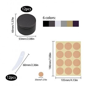 ZIOYA 12 Pièces Pots en Aluminium Ronds Contenant Cosmetique Vide Pots Cosmétiques Vide De Voyage Contenants À Couvercle À Vi