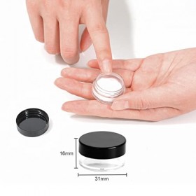 ZITFRI 60 Pcs Petit Pot Vide Cosmétique 5g / 5ml Contenant Échantillon Voyage Plastique Transparente Noir et Blanc Mini Conte