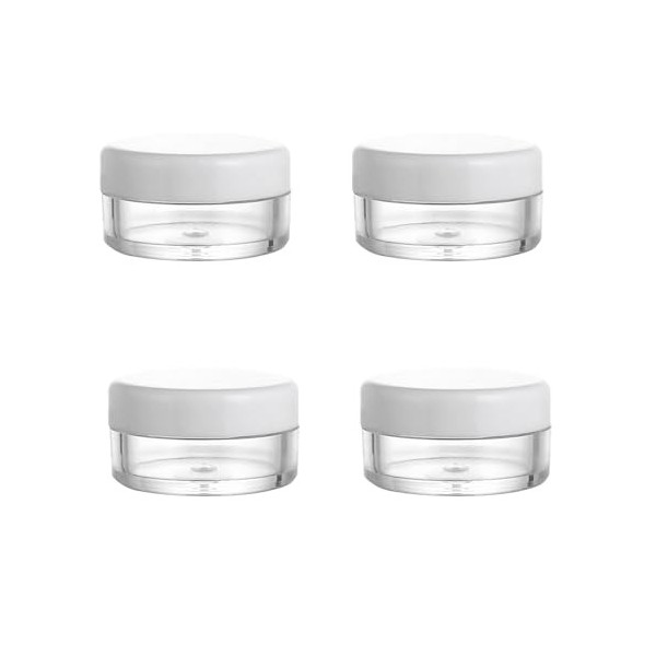 Contenants Cosmétiques, 4 Pièces Pots Déchantillons de Voyage, Petite Pots Ronds Clairs Vides, Mini Pots Cosmétiques Vide, p