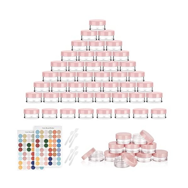 Flintronic 10PCS - 50g/50ml Petit Pots Vide Cosmétiques, Contenants Cosmétiques Pot Échantillon Transparent avec Spatule et É