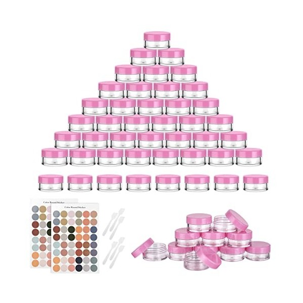 Flintronic 10PCS - 50g/50ml Petit Pots Vide Cosmétiques, Contenants Cosmétiques Pot Échantillon Transparent avec Spatule et É