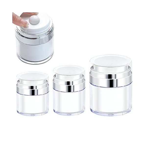 3 Pots Airless Pump Bottles Cosmetic Cream Jar, Refillable Drunk Elephant Container Vacuum Bottle, Portable Flacon Voyage Con