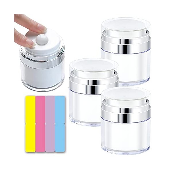 3 Pots Airless Pump Bottles Cosmetic Cream Jar, Refillable Drunk Elephant Container Vacuum Bottle, Portable Flacon Voyage Con