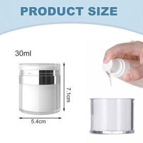 XPEX Flacon Pompe sans Air,2PCS 30ML Pot à Pompe Airless Contenant Cosmétique Vide Plastiquepour Maquillage Crème Échantillon