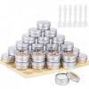 30 Pots en Aluminium de 15 ML, Pots de Contenants Cosmétiques Vides avec Spatule et Autocollants dÉtiquettes pour Échantillo