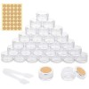 30 pièces Pots Cosmétiques Vide en Plastique Clair De Voyage Conteneurs Cosmétiques avec Mini Spatule et Autocollants pour Ma