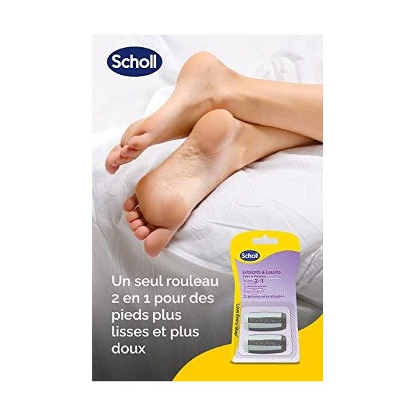 Scholl Rouleaux de Remplacement 2 en 1 Exfoliant & Lissant pour Râpe Electrique Soin des Pieds x2