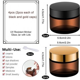 GZcaiyun 4 Pcs Pot en Verre Brun, Récipients Cosmétiques Verre, 50ml Pot Vide Cosmétiques pour Cosmétiques Crème Lotion Huile