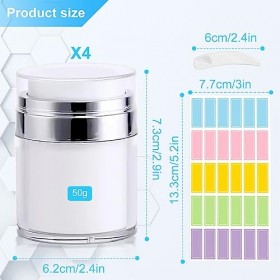 Lot de 4 pots à pompe sans air – Distributeur à pompe sans air, récipient hydratant, distributeur de crème vide, récipient co