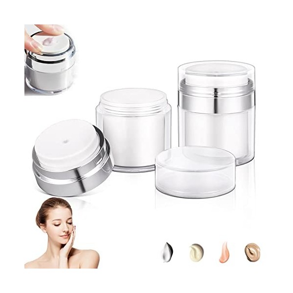 Lot de 2 pots de crème sous vide, flacon pompe sans air, contenant cosmétique portable, pots déchantillons, flacon de crème 