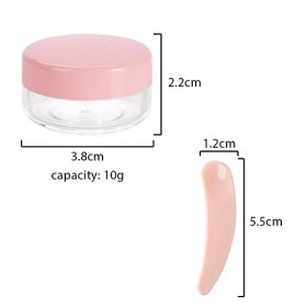 XHNFCU 16 Pièces 10Gram/10ml Pots Cosmétiques Vides en Plastique et 4 Mini-spatules, Mini-pots de Voyage Avec Couvercles, Pot