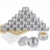 Pots en Aluminium, 30 Pièces Conteneurs Cosmétiques Vide Pots de Voyage Rondes avec Mini Spatule et étiquette pour Maquillage