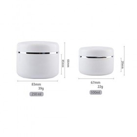 Bocal cosmétique en Plastique Blanc de 3 pièces 100 ML / 3,4 oz avec Couvercle à Jante argentée Bouteille de crème Vide Recha