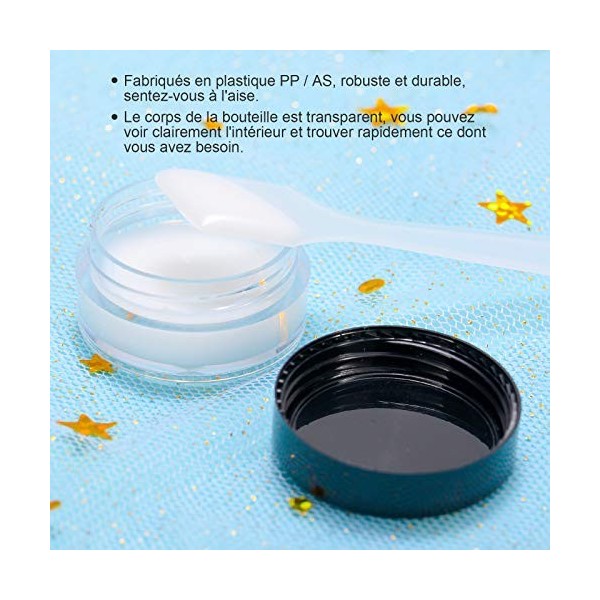 ZITFRI 60 Pcs Pots Cosmétiques Vide Noir 5ml en Plastique Clair Petit Pot de Voyage 5g pour Lotion Crème Shampooing Pot Échan