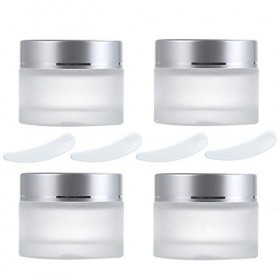 4 Pièces 50g / 50ml Contenant Cosmétique Vide Verre Transparente Petite Pots avec Mini Spatule pour Crème/Échantillons/Poudre