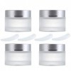 4 Pièces 50g / 50ml Contenant Cosmétique Vide Verre Transparente Petite Pots avec Mini Spatule pour Crème/Échantillons/Poudre
