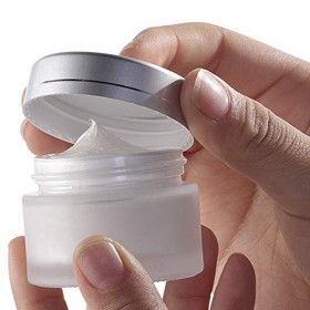 4 Pièces 50g / 50ml Contenant Cosmétique Vide Verre Transparente Petite Pots avec Mini Spatule pour Crème/Échantillons/Poudre