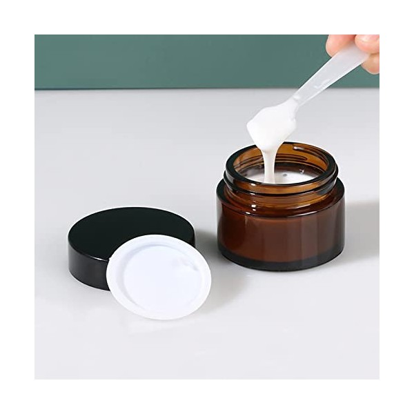 50ml Verre Ambré Jars, Récipients Cosmétiques Crème Vides Réutilisé, Pots en Verre Ronds Ambrés, Pots de Crème Réutilisables,