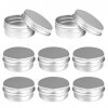Pots en Aluminium, 8 Pièces Argenté Pot Crème Vide Aluminium 30ml, Ronds Contenant Cosmetique Vide, Petit Pot Aluminium avec 