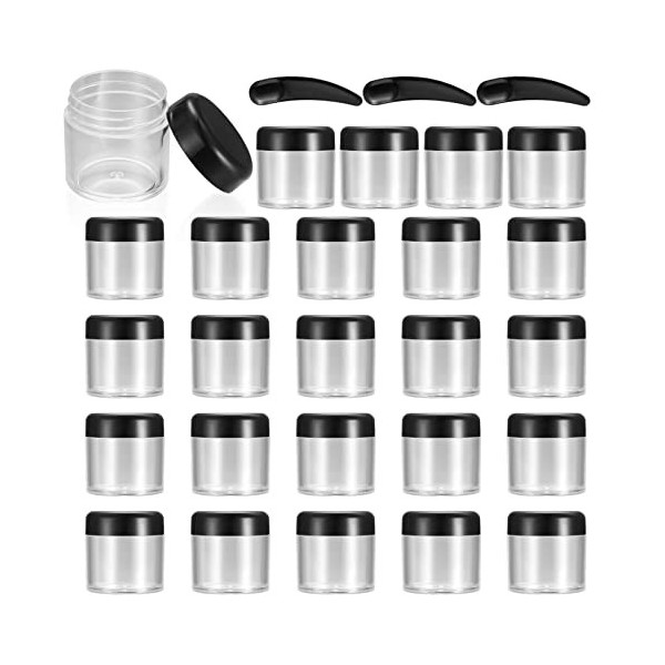 20 Pièces Pot Vide Cosmétiques, Recipient Cosmetique Vide Pots Transparent Plastique, Petite Pots avec Spatule pour Maquillag