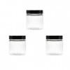 3 Pcs 250 ML / 8 oz Pot cosmétique en Plastique Transparent avec Couvercle Noir Rechargeable Bouteille de crème Vide Pots déc